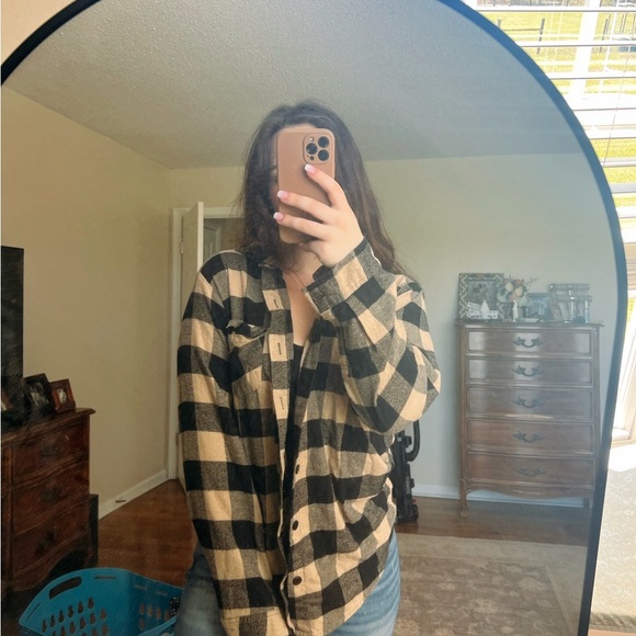 Plaid Black and Tan Women's Flannel - Picture 1 of 1